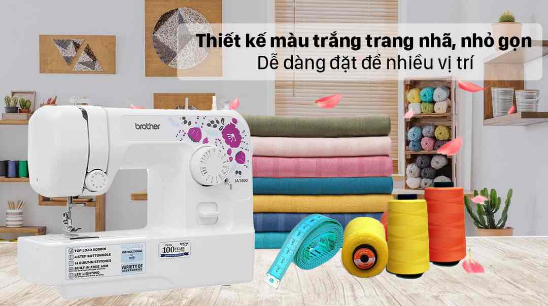 Thiết kế máy may cơ hiện đại, màu trắng thanh nhã